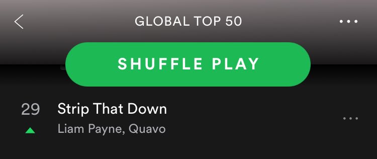 paynepromoteam's tweet photo. Liam is steadily climbing the @Spotify Global Top 50 thanks to your streaming #StripThatDown. Top 20 next? https://t.co/dJIxRReddQ https://t.co/sOeugDRsGl