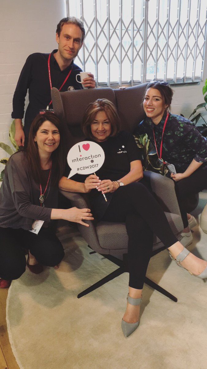 InteractionLtd's tweet photo. Jane being a great sport in our Interaction T-shirt @Allermuir1 #CDW17 #allermuircdw #heyDW https://t.co/cp0v7zzX6t