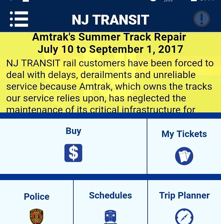 Interesting.  #njtransit calling out #Amtrak on the homepage of their app. #commuterlife