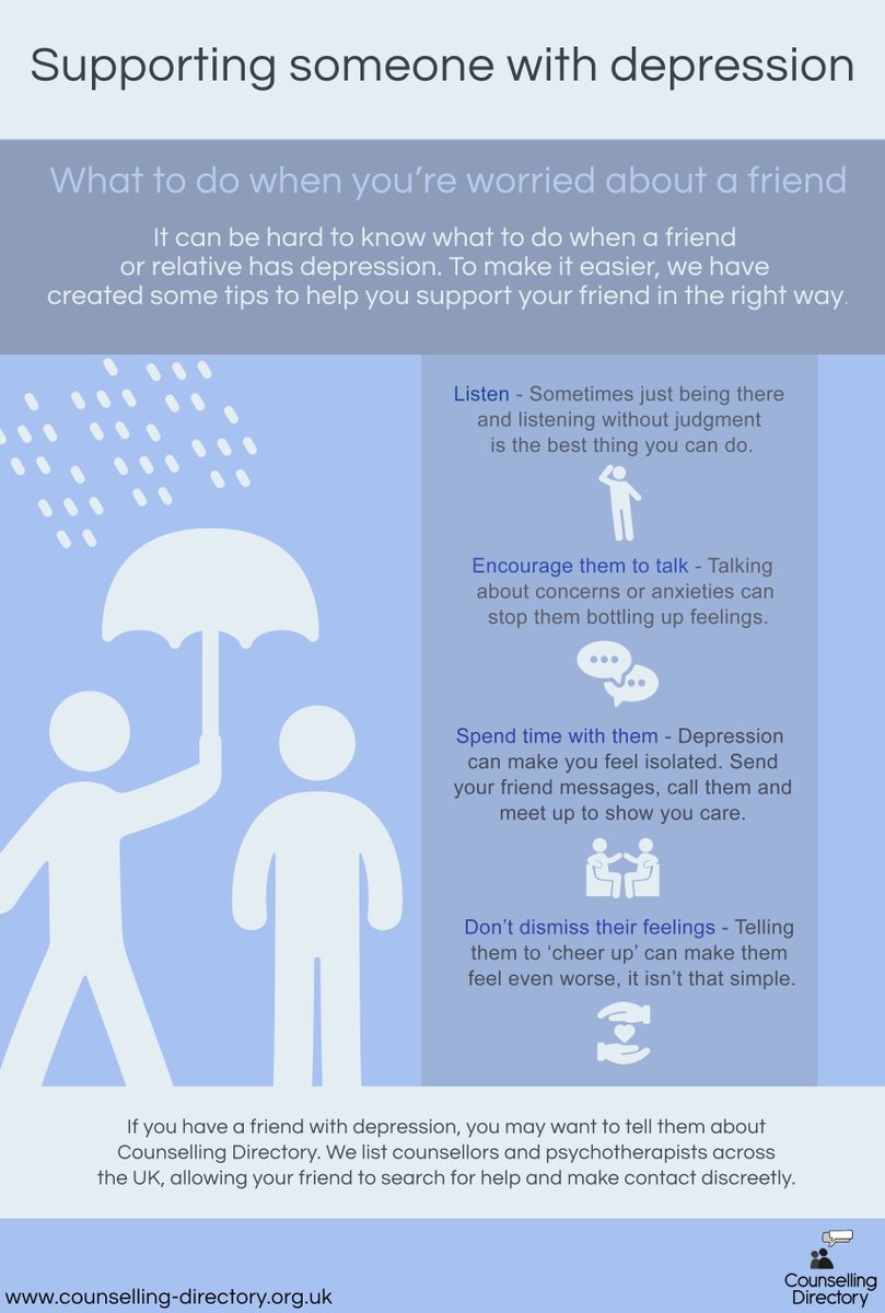 Counselling_UK's tweet image. Supporting someone with depression: What can you do when you're worried about a friend? counselling-directory.org.uk/depression.html #counselling #mentalhealth