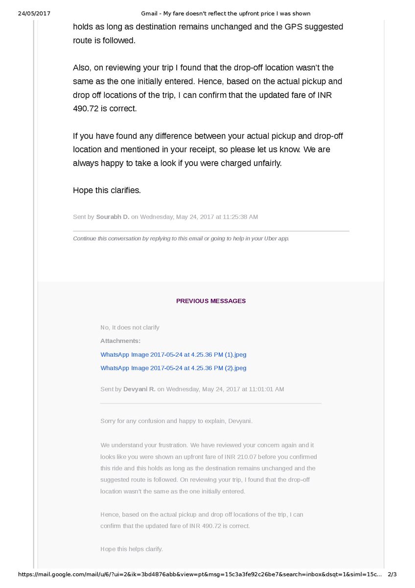 devyani_rohilla's tweet photo. Final conversation screen shots.
@Uber_India , I really hope for the best resolution of the matter https://t.co/SZk9tIdbfc