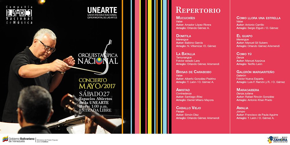 El concierto estará bajo la batuta de nuestro Director Pedro Mauricio González <a href="/pedromaugb/">Pedro M. Gonzalez B.</a> #Son64OTN