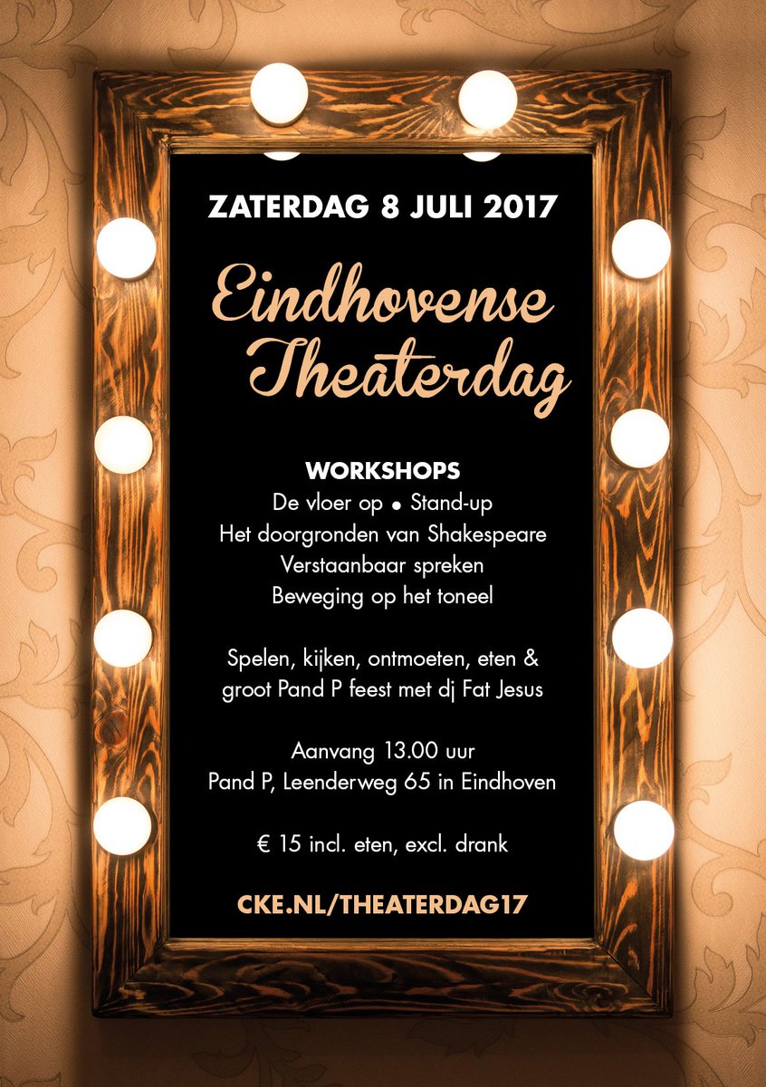 De inschrijving voor de Eindhovense Theaterdag in <a href="/PandPEhv/">Pand P Eindhoven</a> is geopend → cke.nl/theaterdag17/ #theater #toneel #eindhoven
