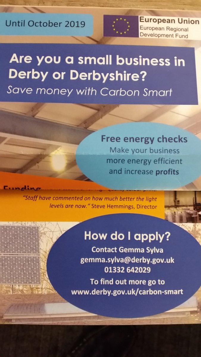 We are also hearing about the grant Carbon Smart for small businesses in #Derby and #Derbyshire. <a href="/IdeasStrategies/">Catherine Doel</a>