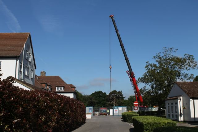 DowneHouse's tweet photo. Look what's arrived on site this morning - perfect day for a crane to arrive! #centreforlearning #DowneHouse https://t.co/qvpsxK2p2X