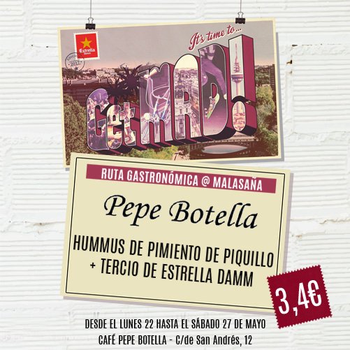 CafePepeBotella's tweet photo. Tomad nota! Uno de los mayores placeres, beber y comer a la vez ya ha comenzado! #TercioDeEstrellaDamm #HummusDePimientosDelPiquillo #GetMad https://t.co/AY4OX0mXL6