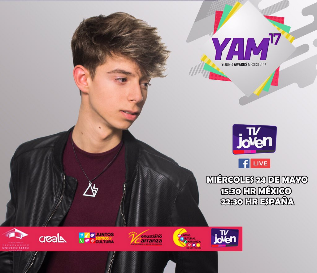 DavidParejo_MAD's tweet photo. Hoy 24 de Mayo a las 22:30 🇪🇸 15:30h 🇮🇹 Facebook Live desde el FanPage de @TvJoven ( https://t.co/MjjTTt0TZv )  #YoungAwardsMx17 https://t.co/5AgKoIZ1ce