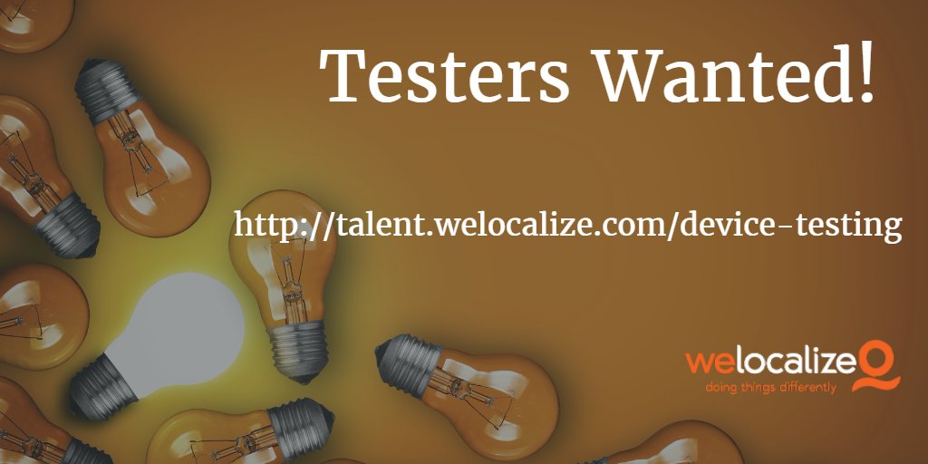 Welo_ErikaToth's tweet image. Testers Wanted! Interested? Do not hesitate to access the link for more information! #welocalize #testingdevices #testerswanted