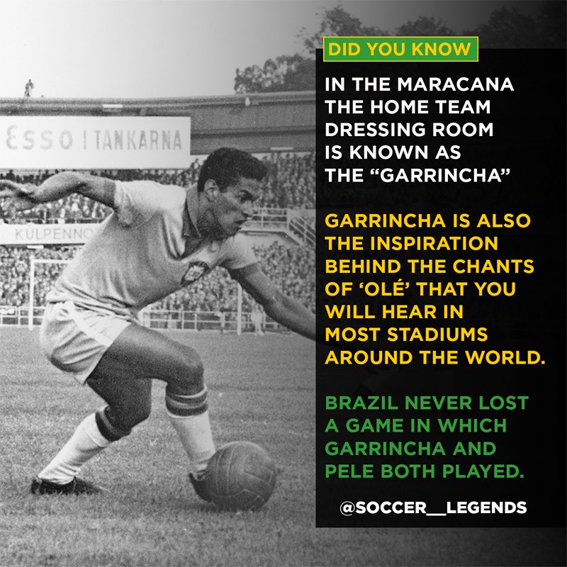 Soccer__Legends's tweet photo. Too many awards to list... we give you Garrincha facts instead. A Brazilian legend. #Legend #Garrincha https://t.co/1ehx37TAv9