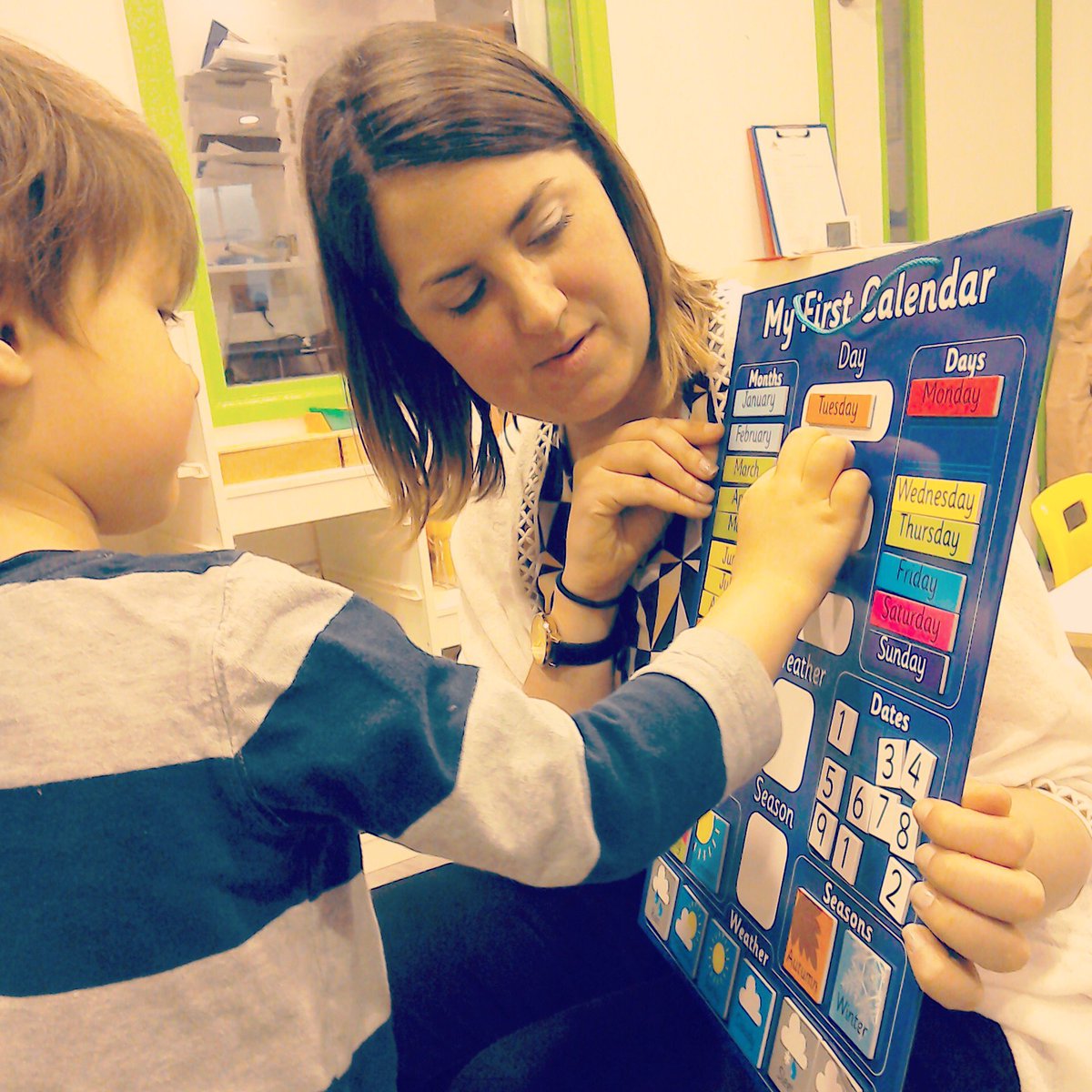 beaupeepsfulham's tweet photo. We've been learning all about days, months, #weather &amp; seasons with our new calendar. Today is 🌞🌞🌞! #learning #EYFS https://t.co/tDxhjjOxp3