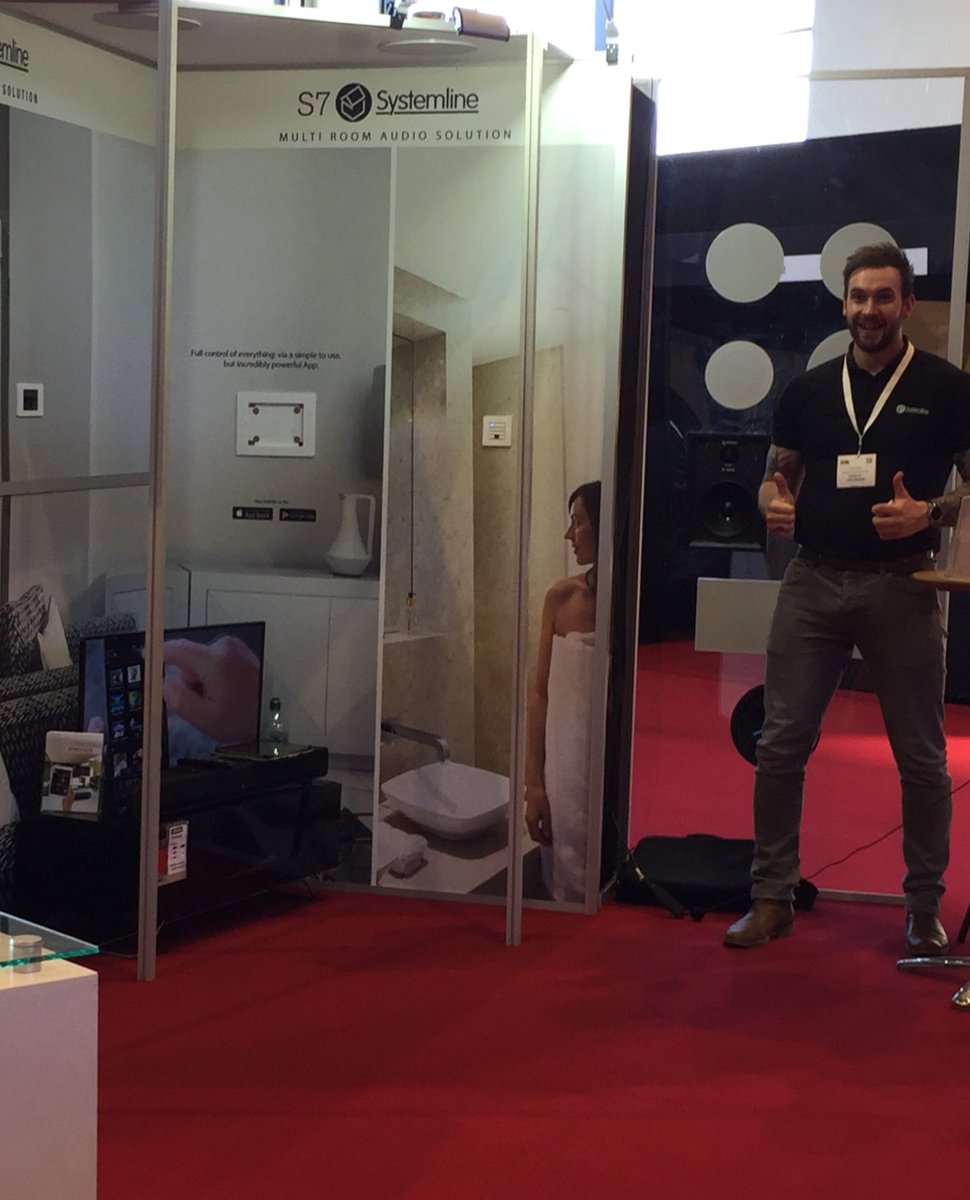 CI_Steve's tweet photo. We are #Systemline, THE wired multi-room audio system, come and see/meet the team stand D20 #ELEX #Harrogate #liveinstall @systemline1 https://t.co/htppHFPBfv