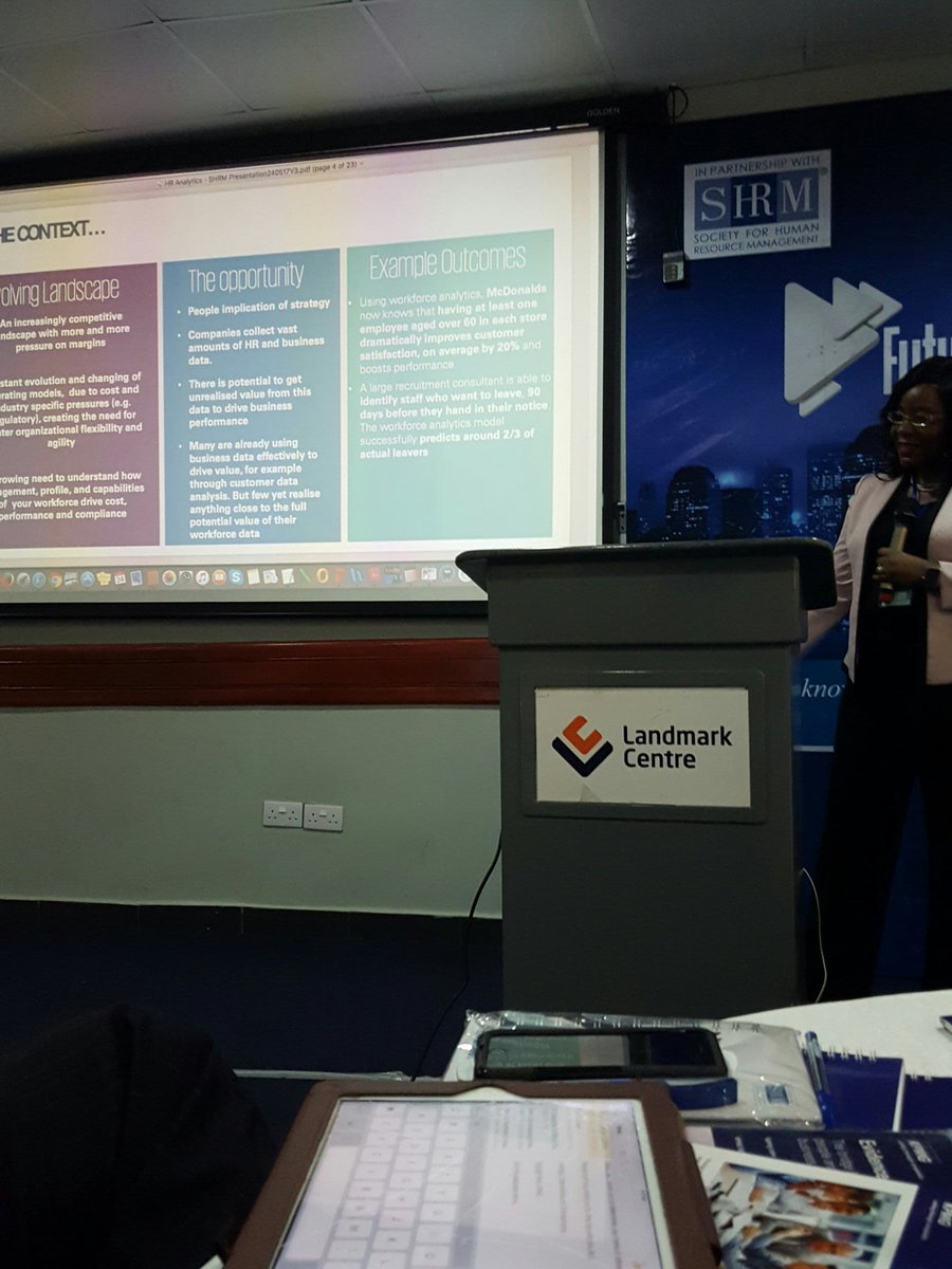 SHRMNigeria's tweet photo. Data is a byproduct of HR, you either treat as waste &amp; discard, or as base inputs &amp; use for analytics. Yetunde Kanu @KPMGAfrica #FRHRNG https://t.co/cMSKNR6uWn