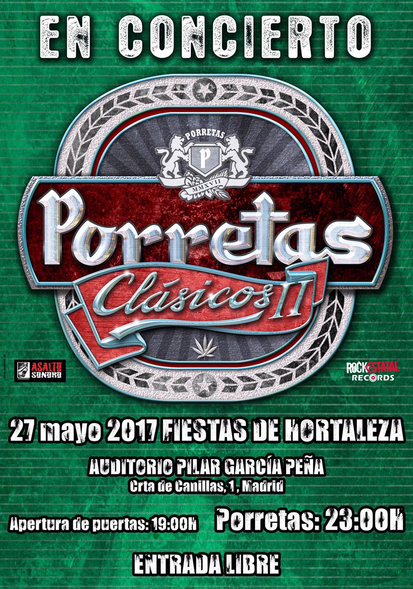 JMDHortaleza's tweet photo. 🎉No te pierdas a @Porretas5 presentando su gira "Clásicos II" en las #FiestasdelaPrimavera de @JMDhortaleza. Sábado, 27 de mayo, a las 23 h https://t.co/WuqxGtiIMh