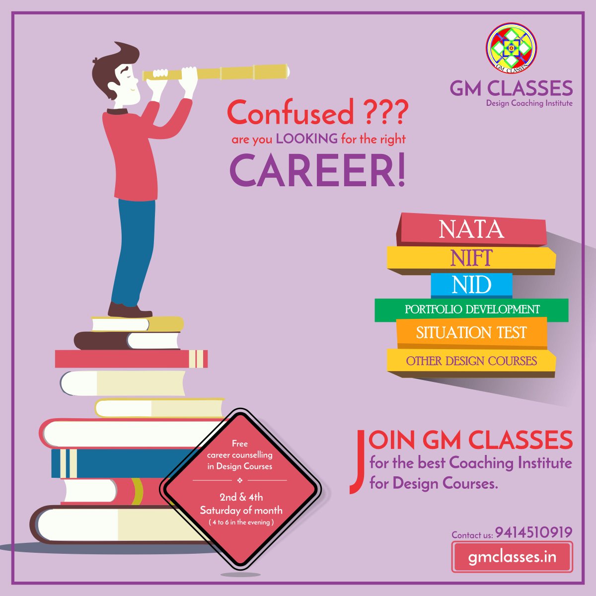 WorkGmclasses's tweet image. Start your career counselling for design courses with GM classes - free counselling by experienced counsellers.
 #freecounselling #GMclasses