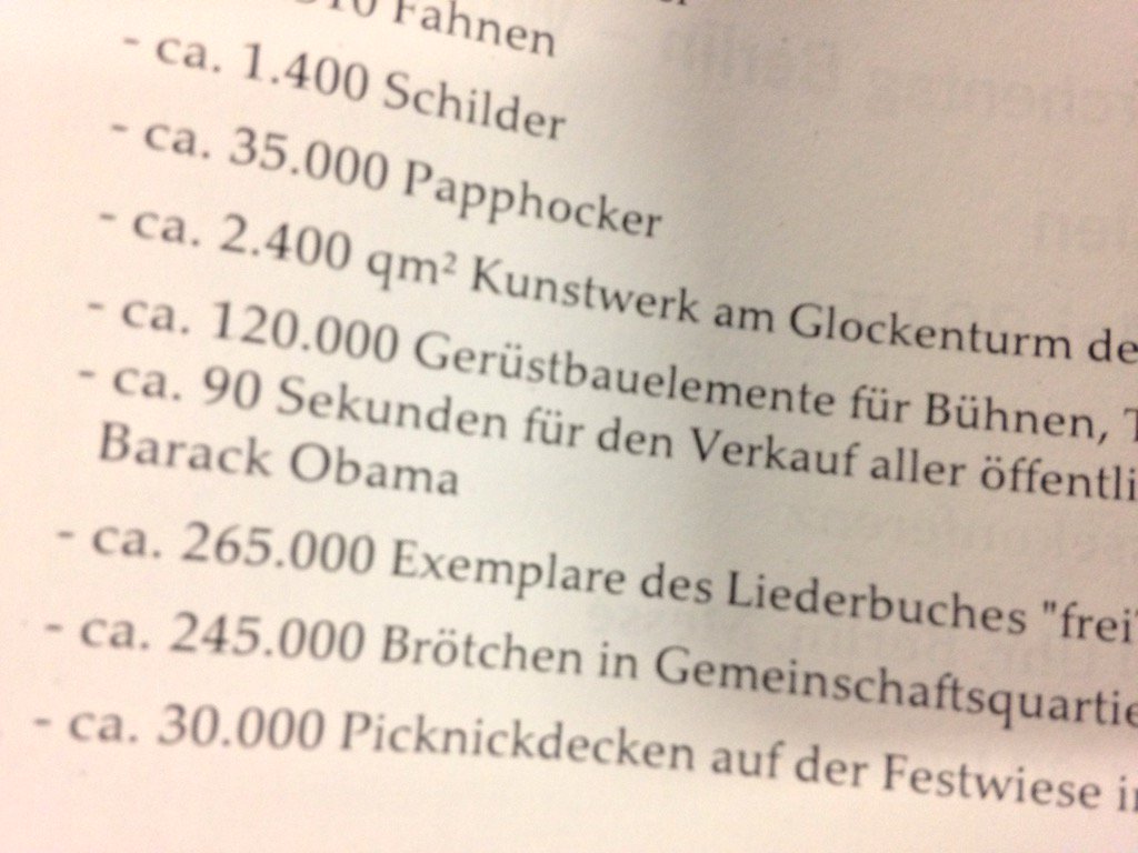 #funfacts vom #Kirchentag: 90s, danach waren alle Sitzplätze für das Event mit #Obama + #Merkel am Do ausgebucht.