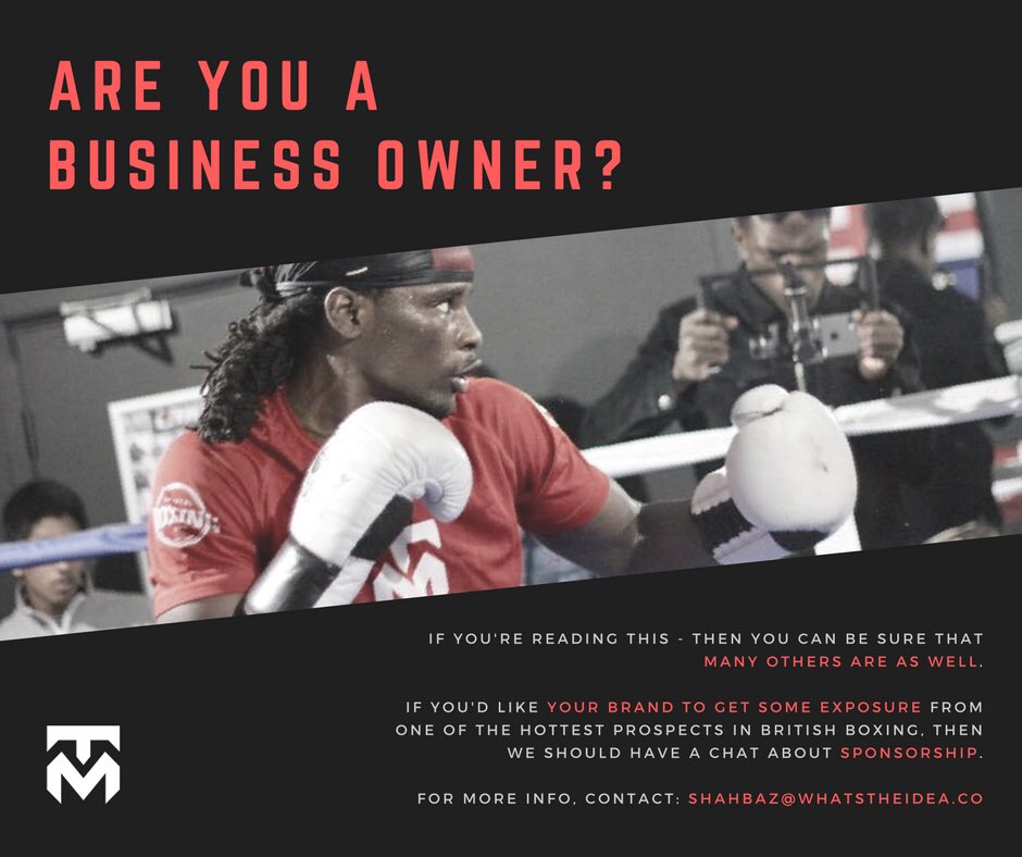 TamukaMucha's tweet photo. JOIN THE TEAM &amp; grow your business with us. Be part of our comprehensive media schedule with exclusive access + logo placement on fight kit https://t.co/sv2zTCn2pg