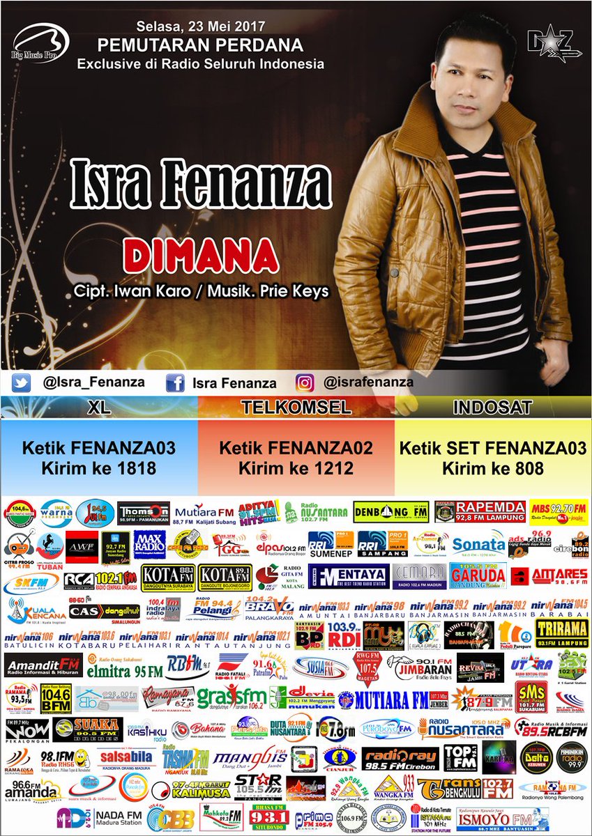 Nirwana1045fm's tweet photo. Play again ISRA FENANZA Single : Dimana Cipt : Iwan Karo Music : Prie Keys @Isra_Fenanza  @DennyPromotion https://t.co/WOpUWPeqkS