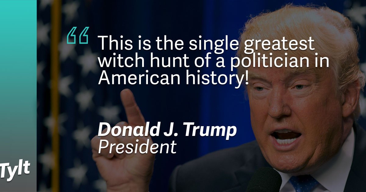 The Tylt (@thetylt) on Twitter photo <a href="/realDonaldTrump/">Donald J. Trump</a> RT if you think this is a witch hunt and the media should #StopPunishingTrump for winning! <a href="/realDonaldTrump/">Donald J. Trump</a> RT if you think this is a witch hunt and the media should #StopPunishingTrump for winning!