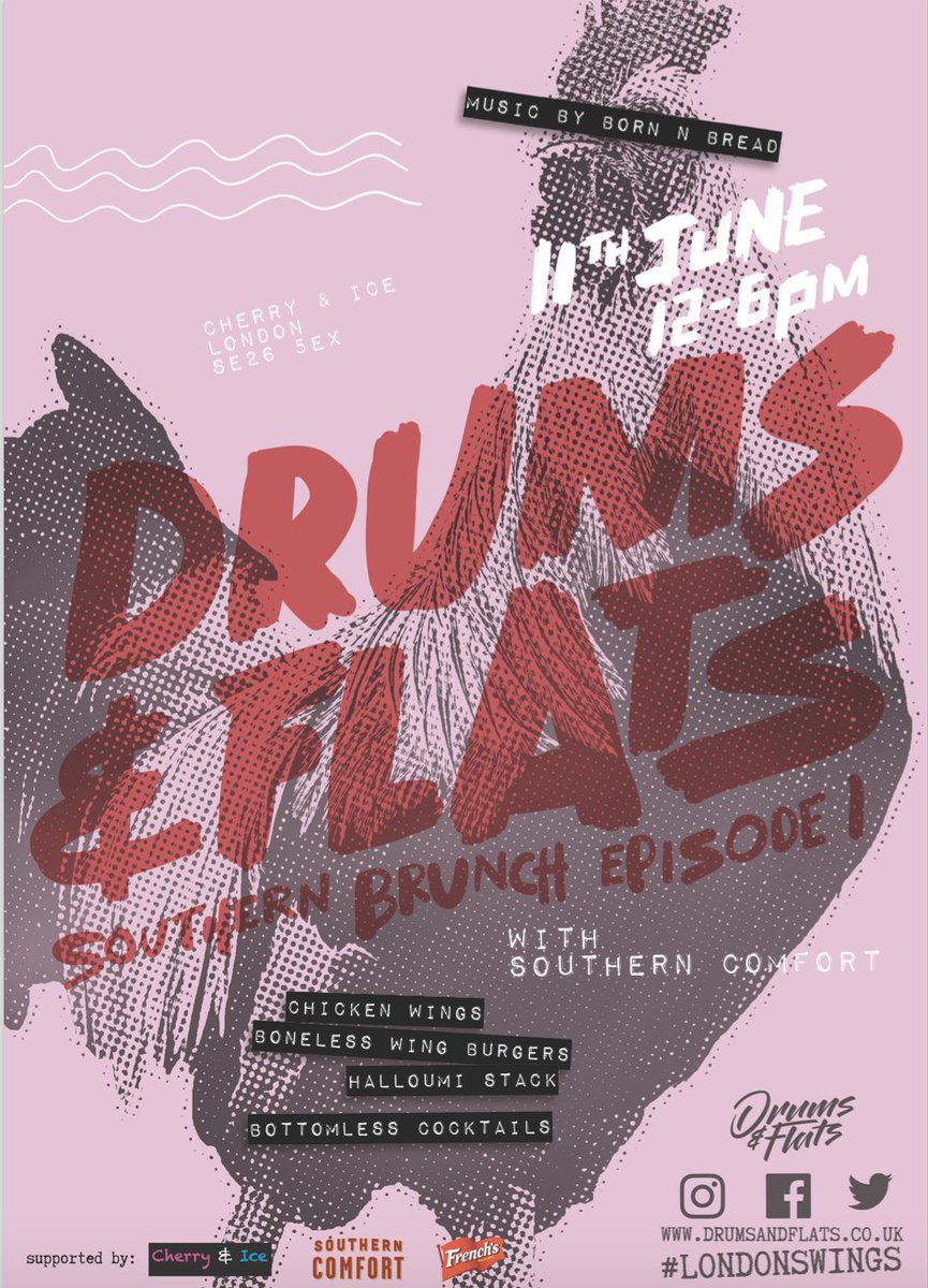 drumsandflats's tweet photo. Join us and Southern Comfort on the 11th June for our bottomless Southern Brunch! 🍸🍗🍸 Get your tickets now 👉👉 https://t.co/DLPTipNBJf👈👈 https://t.co/62Op2PMi9h