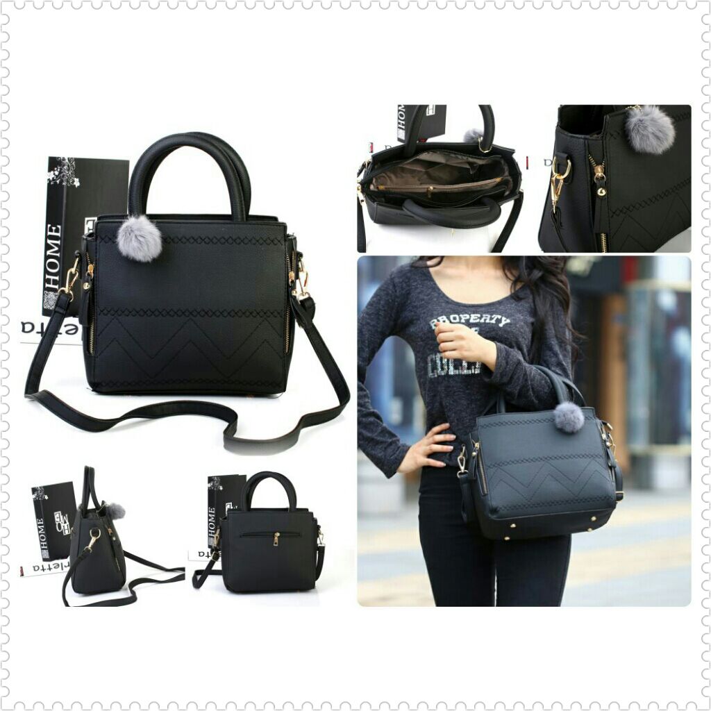 21718SN-Black 26cmx13cmx23cm  Bahan PU Rp188.000