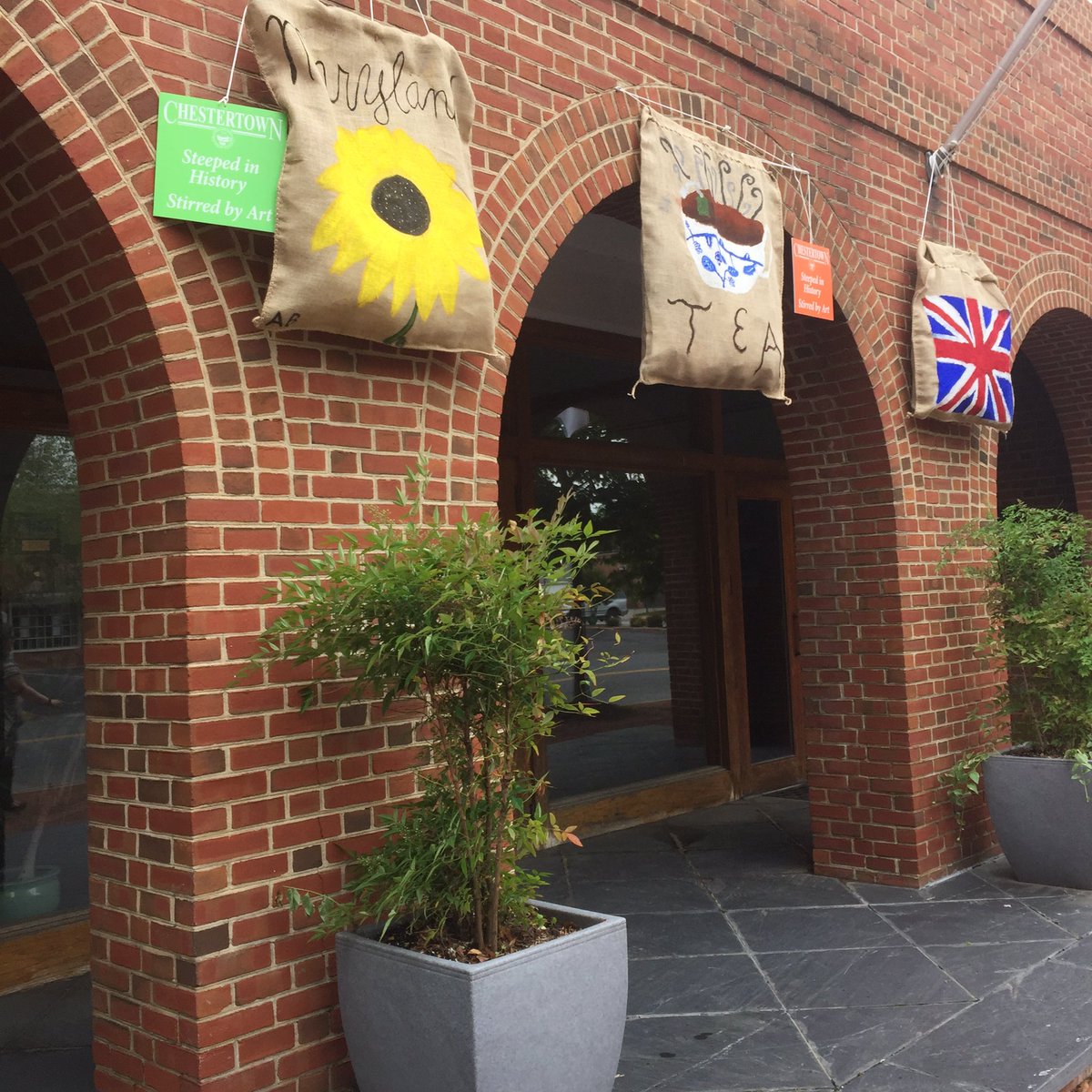 Teabags are hanging all around #Chestertown in advance of Saturday's Tea Party Festival. chestertownteaparty.org