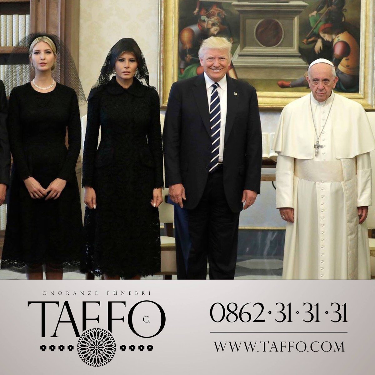 Abbiamo cercato un testo per meme, ma niente, è già perfetta così. #FacceDaFunerale #PapaFrancesco #trumparoma (Foto AP)