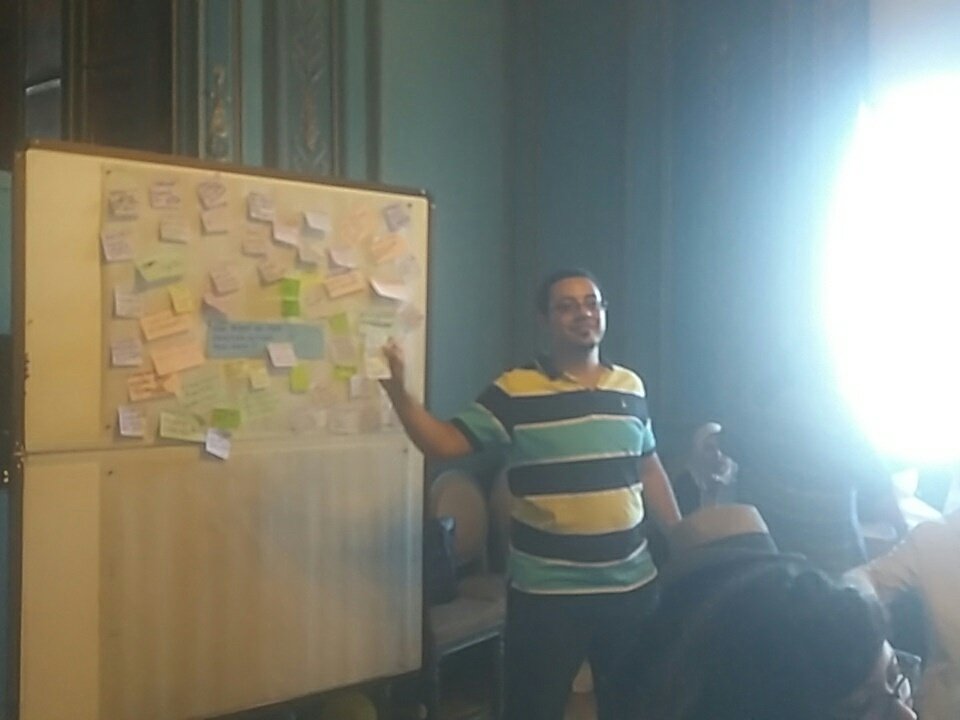 PeaceHackMENA's tweet photo. @AhBastawy picking the answers with the highest votes for #practicalActions to take back home #PeaceHackMENA @globalshaperALX @SwedAlexOrg https://t.co/AFzuKB23u1