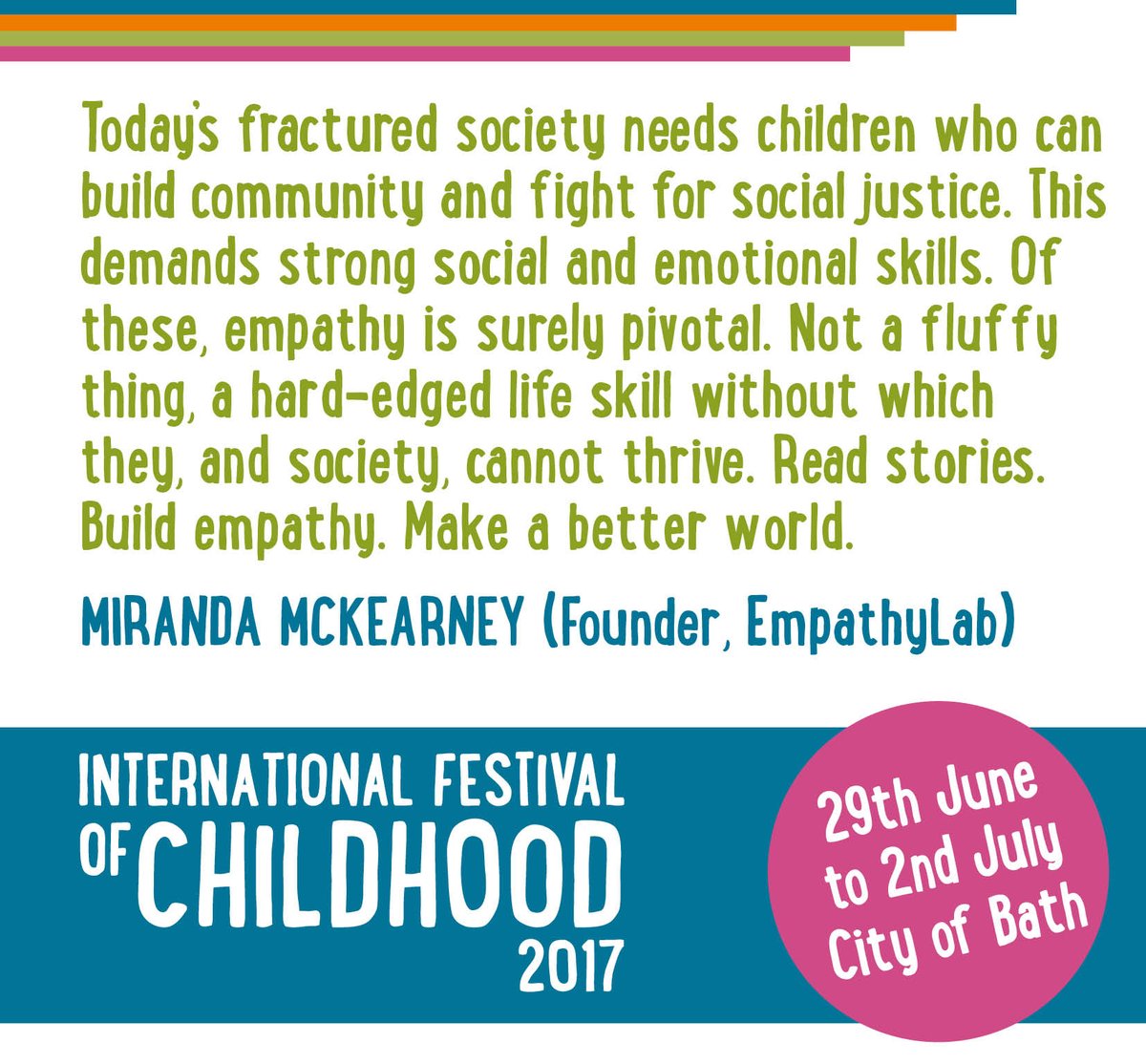 Miranda McKearney will be talking at INTFC2017 on Sunday 2nd July festivalofchildhood.com <a href="/INTFC2017/">Int Fest Childhood</a>