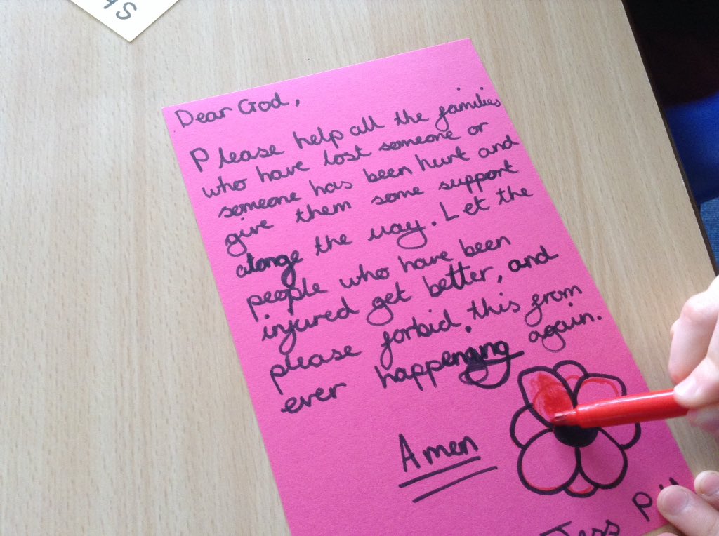 rudstony6's tweet photo. The children had many questions about the heartbreaking incident in Manchester, so we wanted to offer up these prayers #CollectiveReflection https://t.co/ecWpUmgHpt
