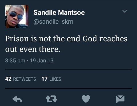 Confieey_Ceed's tweet photo. #SandileMantsoe has always wanted to go to prison give him a life sentence 😏😏 https://t.co/lPskdp5e7x