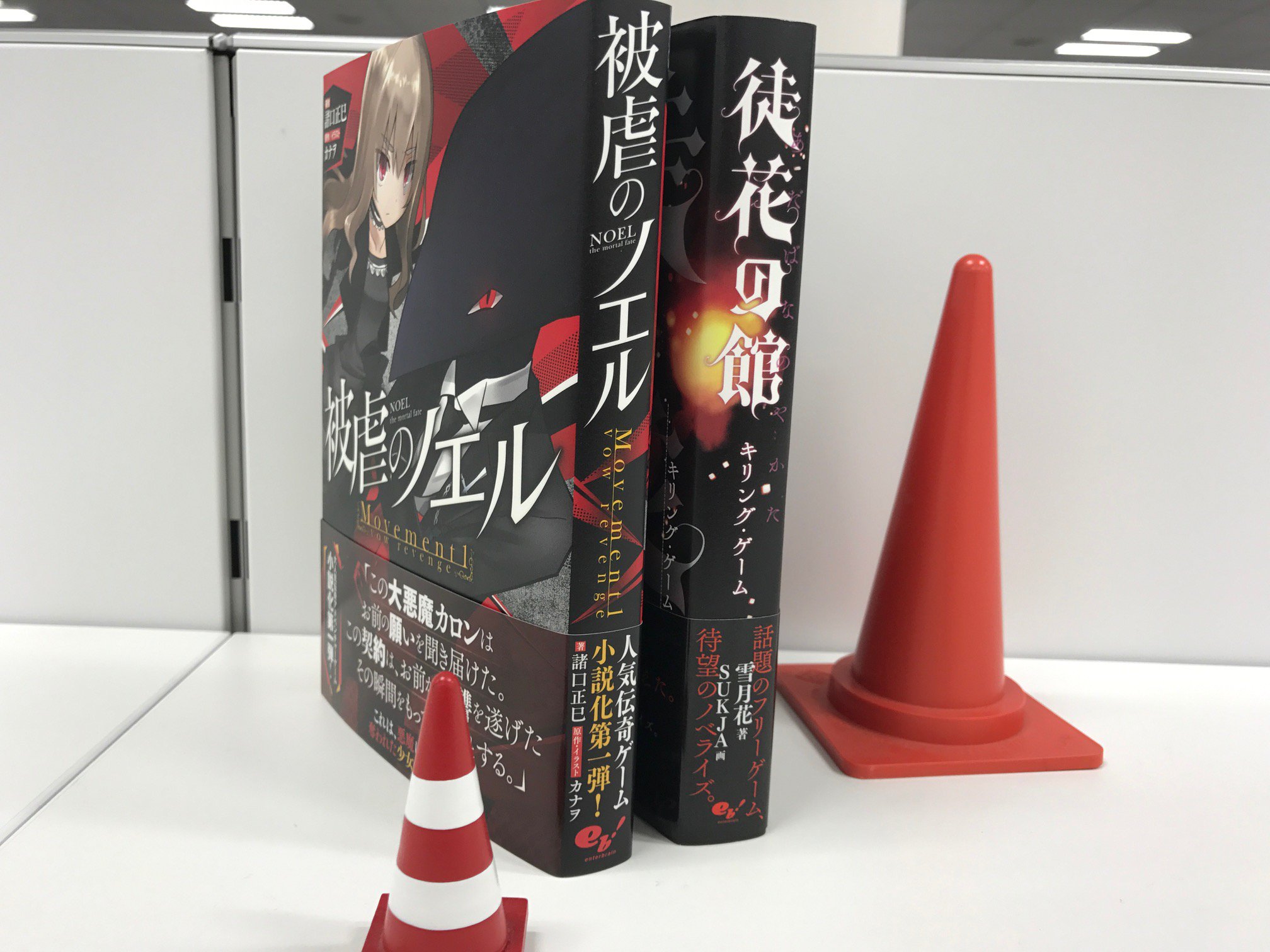 エンターブレインの単行本 5 31新刊 見本到着 5月の新刊のうち フリーゲームのノベライズ2冊をご紹介 被虐のノエル 徒花の館 どっちも背のタイトルが白抜き文字 本屋さんで棚にささっていても探しやすい 表紙の背も 被虐のノエル