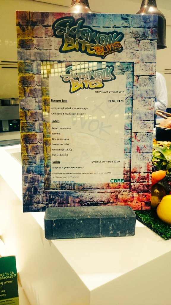 cbar_smc's tweet photo. Sidewalk bites today at CBAR_SMC! Jerk spiced chicken burger or mushroom burger, come and try them! #sidewalkbites #burgerday https://t.co/O9e5adBiaS