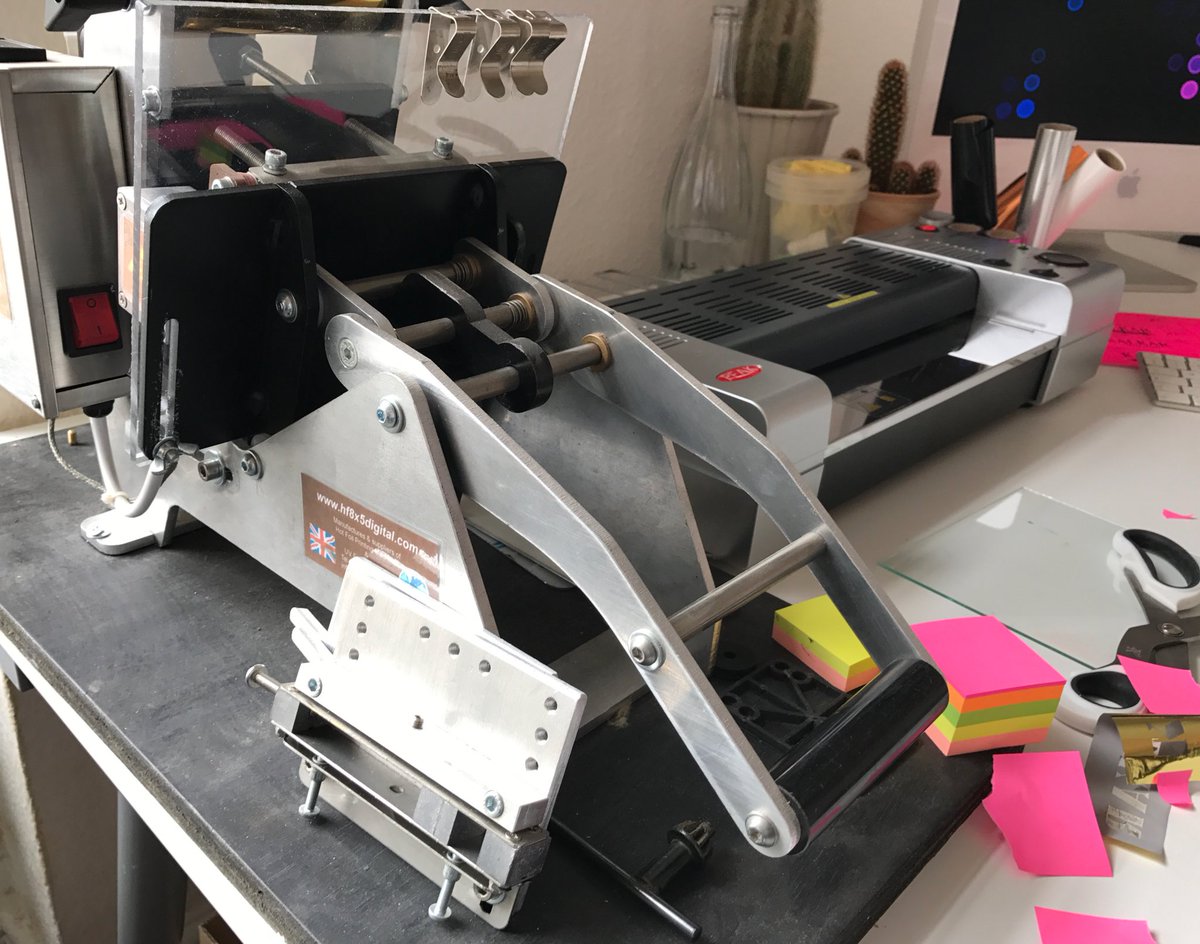 hushcreative's tweet photo. Hand foiler up and running in the studio #goldfoil #handfoiling #branding #packaging #LabelCreation https://t.co/p9eOWsaE13