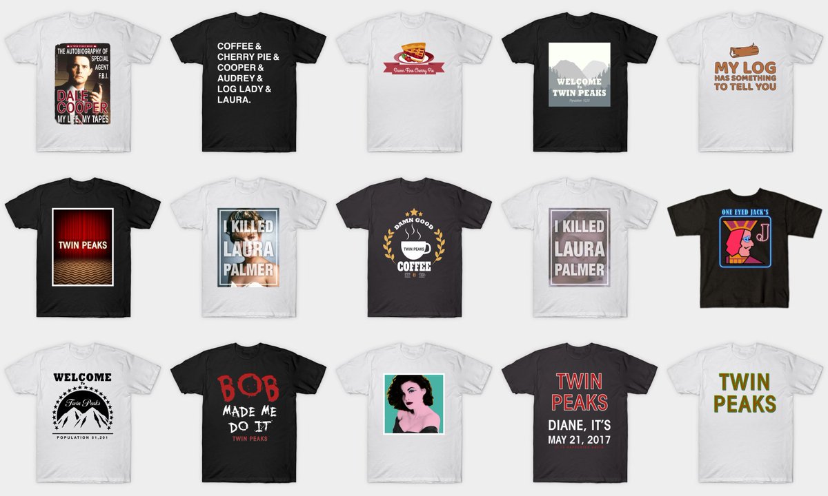 Alisterny's tweet photo. #TwinPeaks range now available on @_CloudCity7  https://t.co/4GHis1D2ql  @TeePublic https://t.co/sxz8U5TKsS #TwinPeaks2017 https://t.co/s4GEF0MGGA