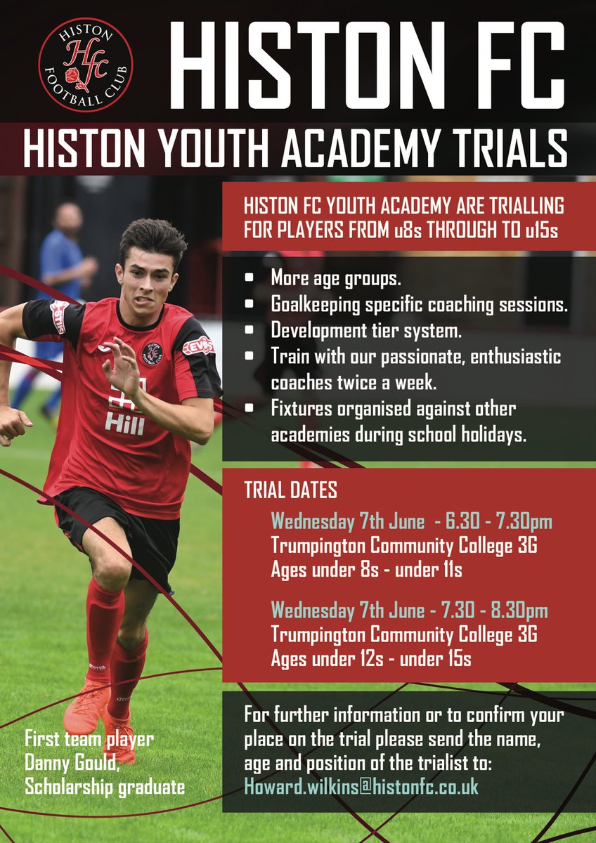 Trials for our Youth Academy are fast approaching! Don't miss out! histonfc.co.uk/academy-trials… #stutes