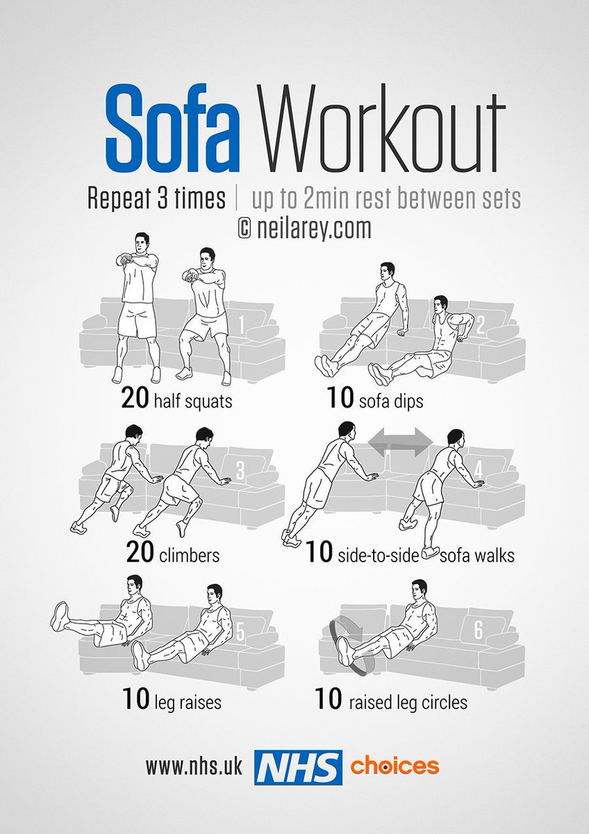 NHSuk's tweet photo. Get those hump day calories burning! Try this 30-minute full-body sofa workout. More gym-free workouts here: https://t.co/RdhjpkCZya https://t.co/cCvr3I4Rbm