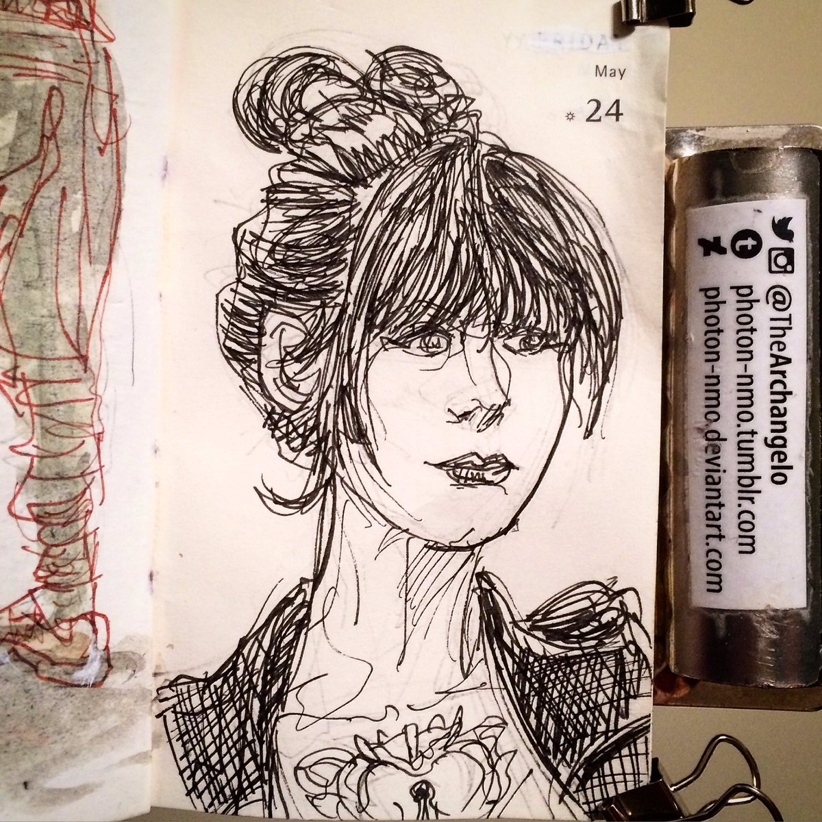 TheArchangelo's tweet photo. Day 144 #of365 #Moleskine #moleskineart #dailysketch #draweveryday #tinybookcvlt #copicliner #micronpen #hattiewatson #model #altmodel https://t.co/DLdl2bjqpV