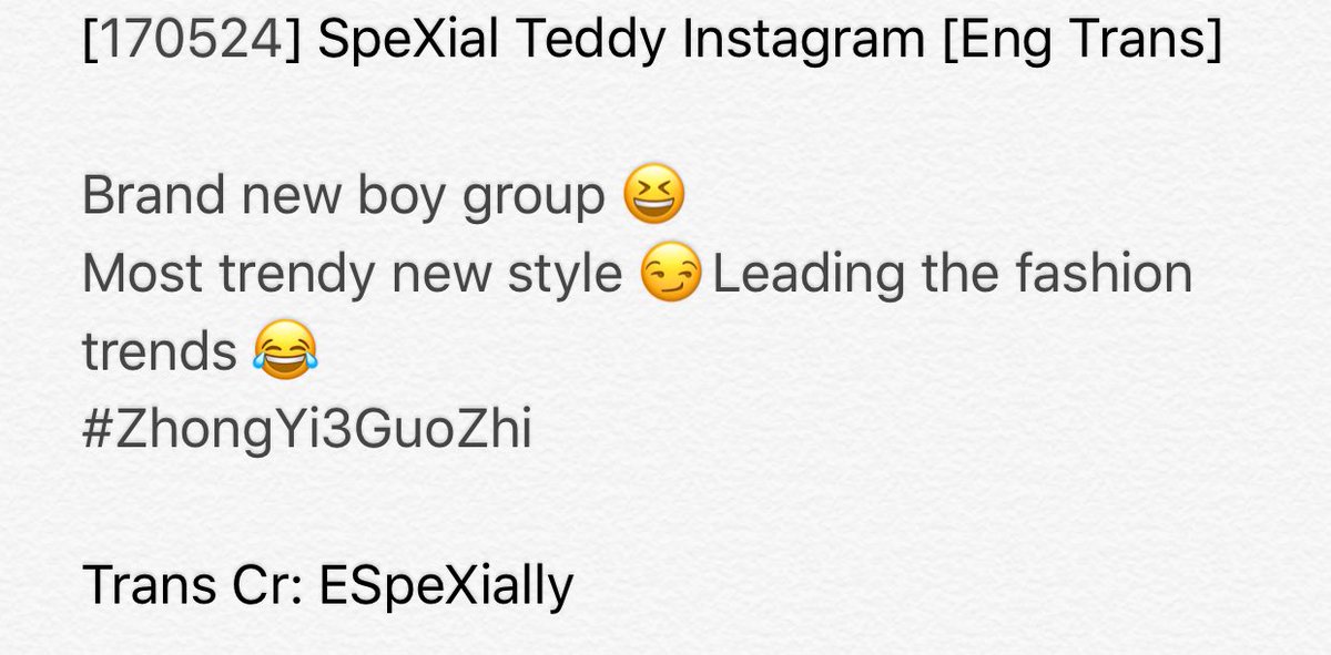ESpeXially's tweet photo. [170524] SpeXial Teddy Instagram [Eng Trans]
#SpeXial #Teddy #ESpeXially https://t.co/k0fcnBH4vq