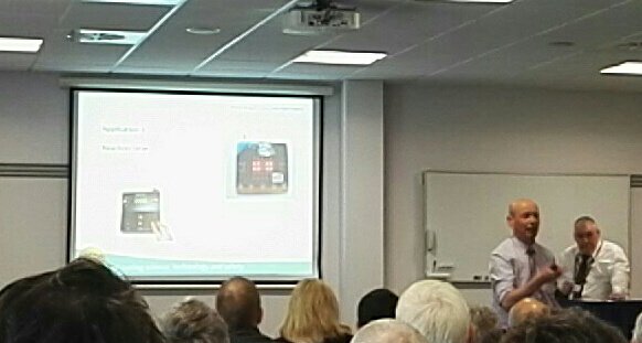 PhysicsDrew's tweet photo. @SSERCphysics outlining the range of uses for the #microbit giveaway at #IOP #StirlingConference https://t.co/RqAyPCOvyi