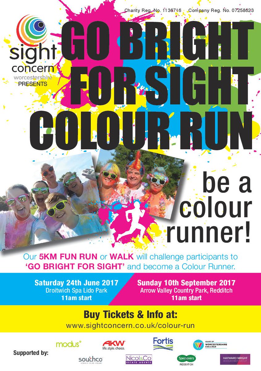 SightConcern's tweet photo. DROITWICH GoBrightforSightColourRun Paint ready @NicolandCo Purple @modus Green @FortisLiving Blue @AKWstyleability Red #worcestershirehour https://t.co/iZRQqrkcKp