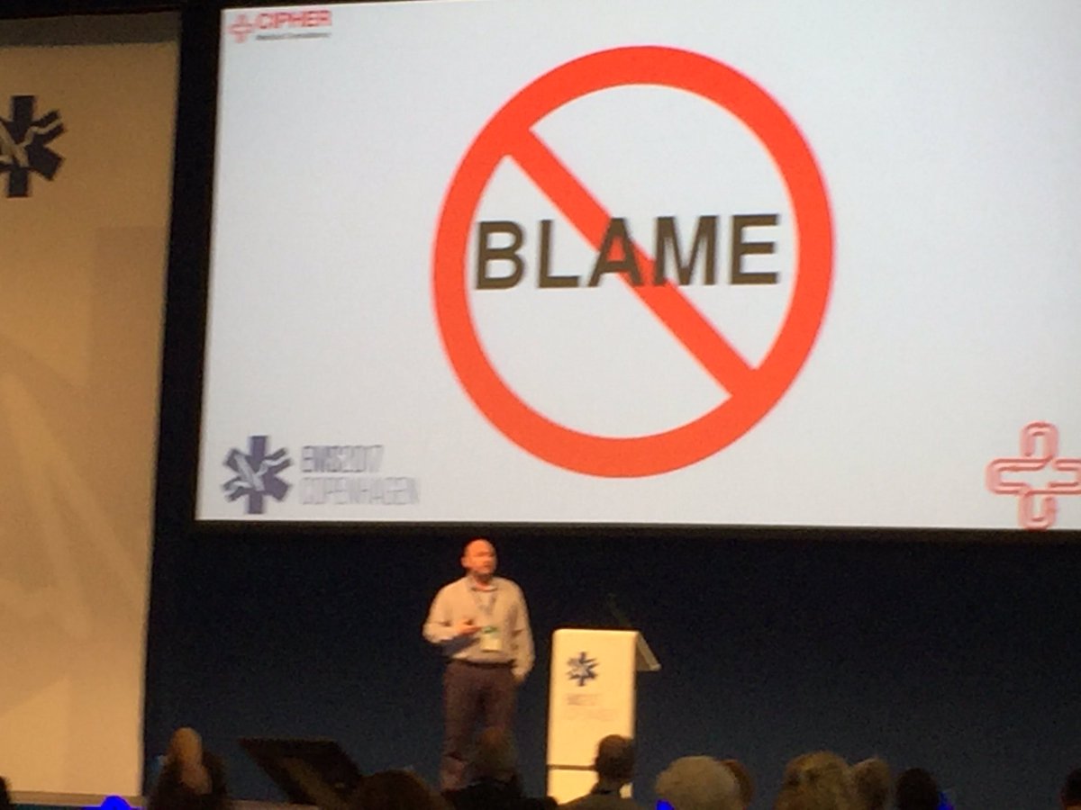 One of the best thing we can do for #patientsafety is the leave the blame culture!  Essential messages by @andythomas135 at #EMS2017