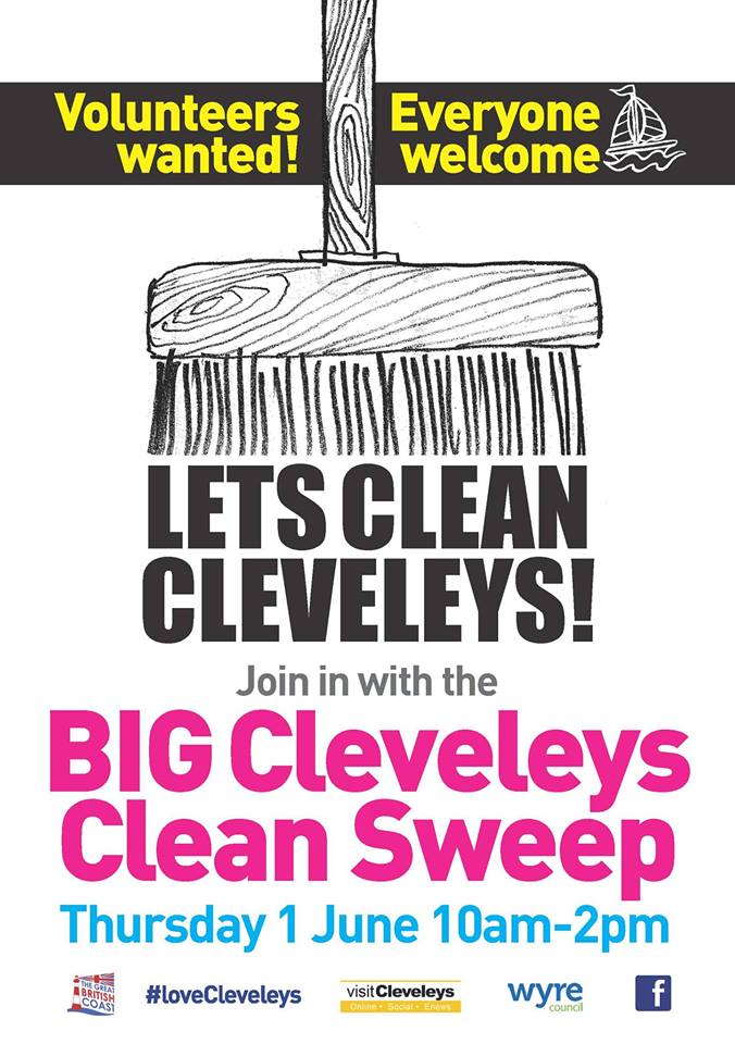 Cleveleys Coastal Community Team *Big Cleveleys Clean Sweep* Thur 1June 10-2pm. GET INVOLVED! Meet at Tesco 9:45am facebook.com/events/1279369…