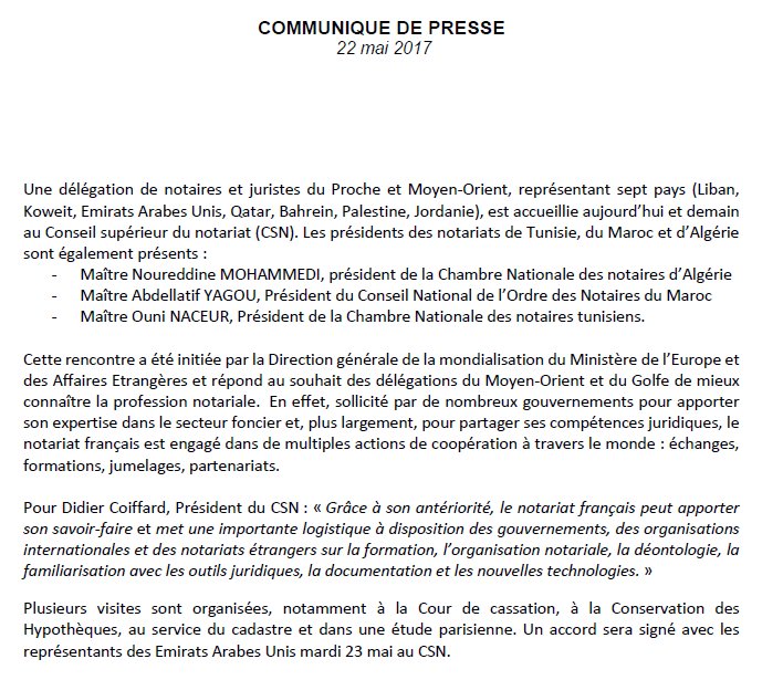 #DroitContinental Exportation du savoir-faire notarial Une délégation de #notaires et juristes du Proche et Moyen-Orient accueillie au #CSN