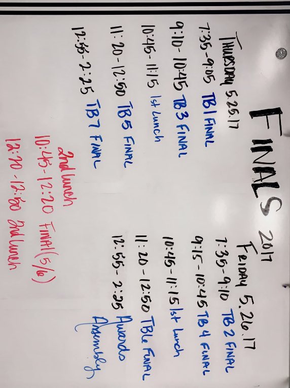 SESPARTANS's tweet photo. Spartans this is the schedule for finals! https://t.co/616wECJkOh