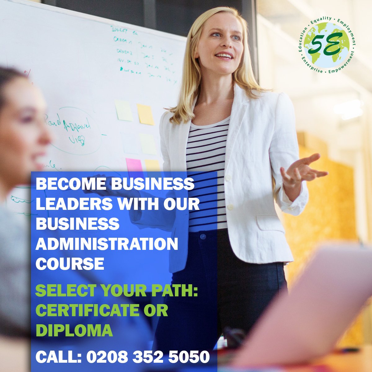 Join our Business Administration course and become Business Leaders.
Call: 0208 352 5050 OR Email: info@fivee.co.uk
ow.ly/aklm30bZTMp
