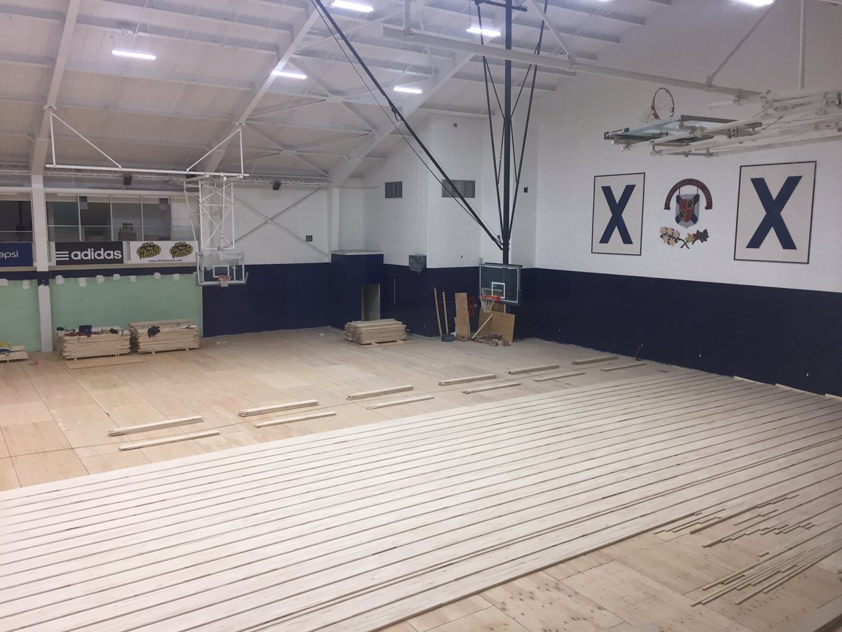 StFXAthletics's tweet image. The Oland Centre main gym floor installation is progressing nicely!