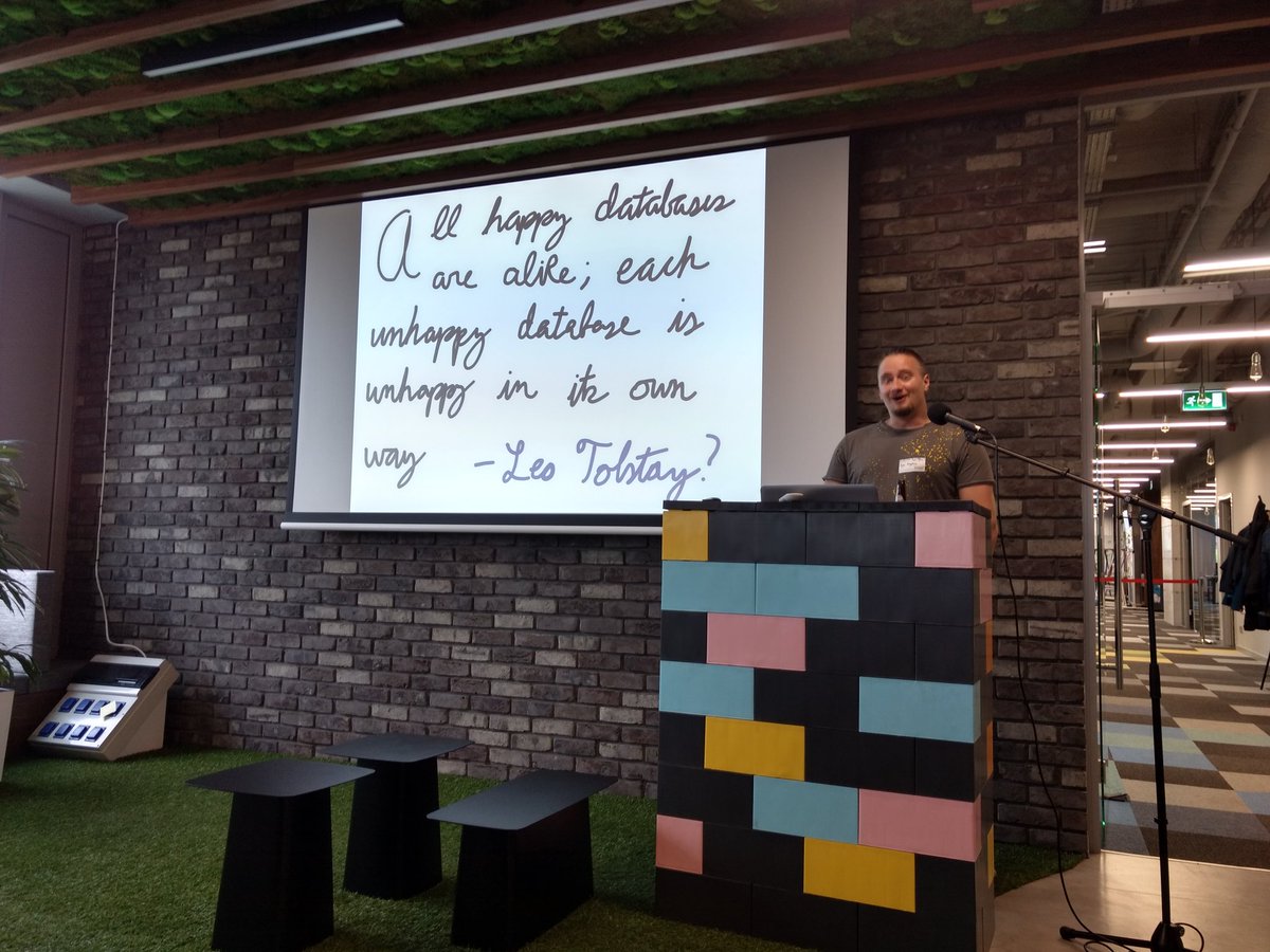 The one and only <a href="/aphyr/">aphyr</a> at <a href="/sckrk/">SCKRK</a> the computer science reading club! Thanks @codewisecom for making this happen!