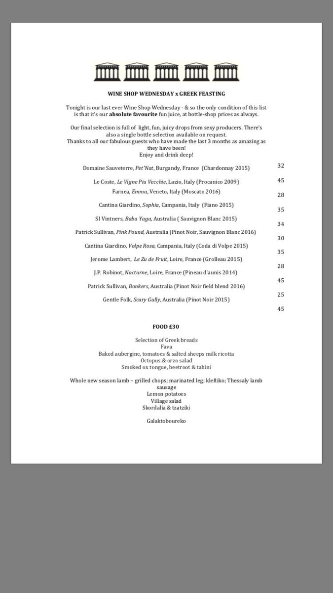 Dream feasting menu. Look forward to seeing you and your nearest &amp; bestest for our special send-off, Greek-style!