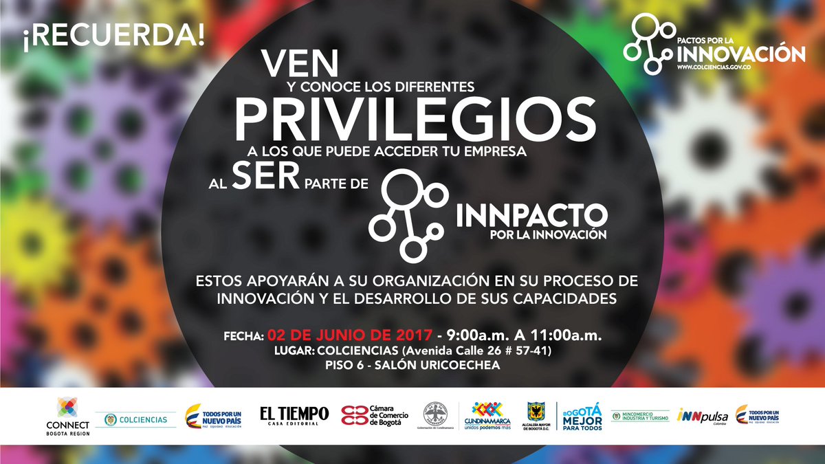 ConnectBogota's tweet photo. Este 2 de junio haremos la socialización de Privilegios para las empresas firmantes de #YoINNpacto. Registro https://t.co/99yRxbglYr https://t.co/Qh4BWq2T6G