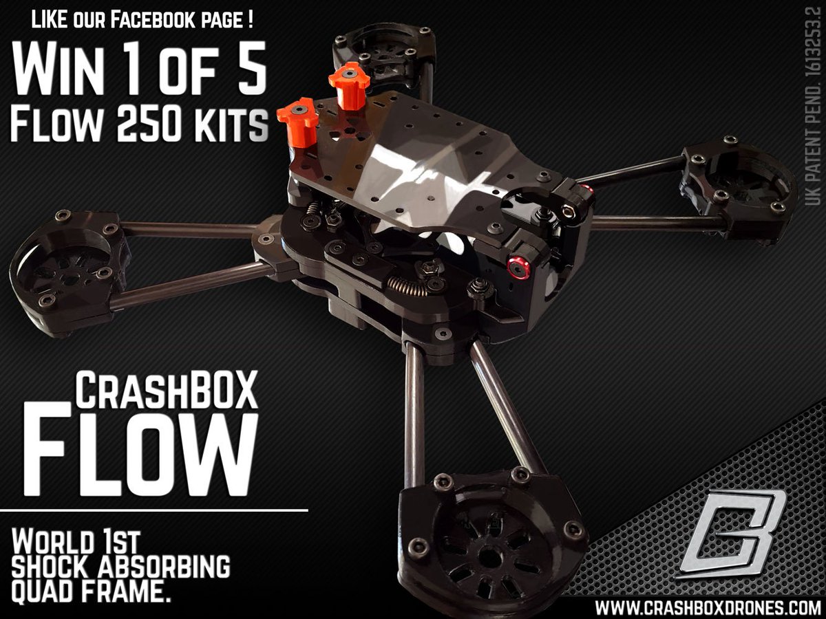 CrashBOXDrones's tweet photo. Win 1 of 5 Flow250 shock absorbing quad frames. Like our Facebook page to enter! #CrashBOX #Flow250 #ReactiveDamageControl https://t.co/GItUP3tUJM